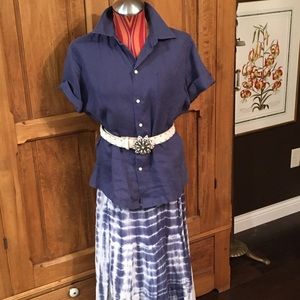 Blue Tie-Dye Maxi Skirt